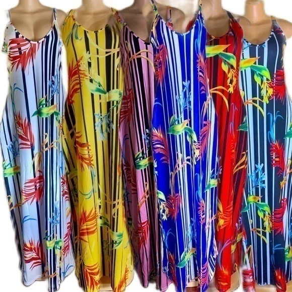 Floral Printed Boho Sundresses Casual Maxi Dress with Pockets - Picture 9 of 9